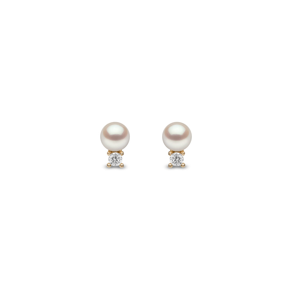 Yoko Trend Freshwater Pearl and Diamond 18ct Yellow Gold Stud Earrings