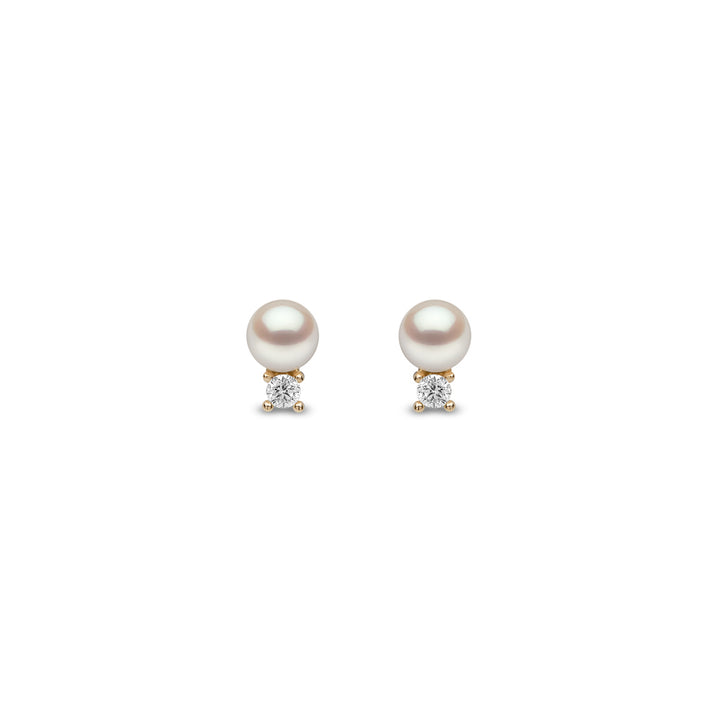 Yoko Trend Freshwater Pearl and Diamond 18ct Yellow Gold Stud Earrings