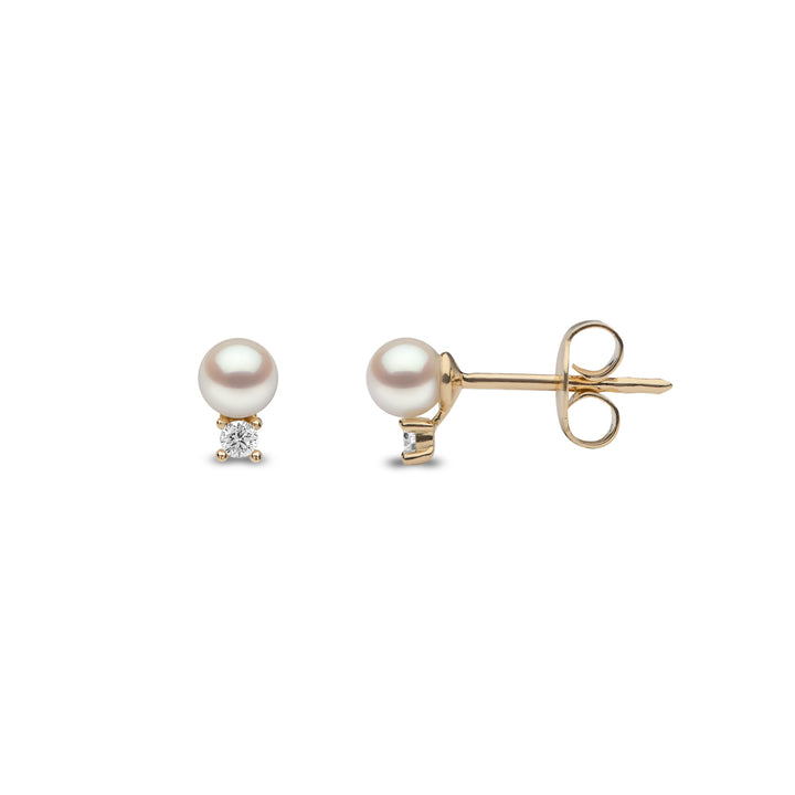Yoko Trend Freshwater Pearl and Diamond 18ct Yellow Gold Stud Earrings