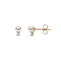 Yoko Trend Freshwater Pearl and Diamond 18ct Yellow Gold Stud Earrings
