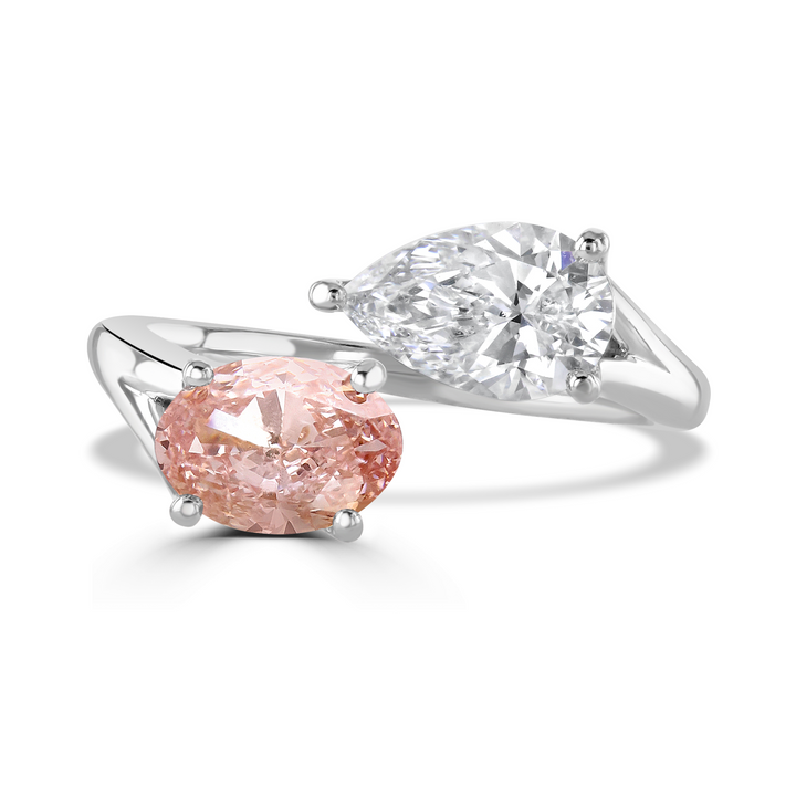 Brown & Newirth Created 2.00ct Pink And White Laboratory Grown Diamond Toi Et Moi Platinum Ring