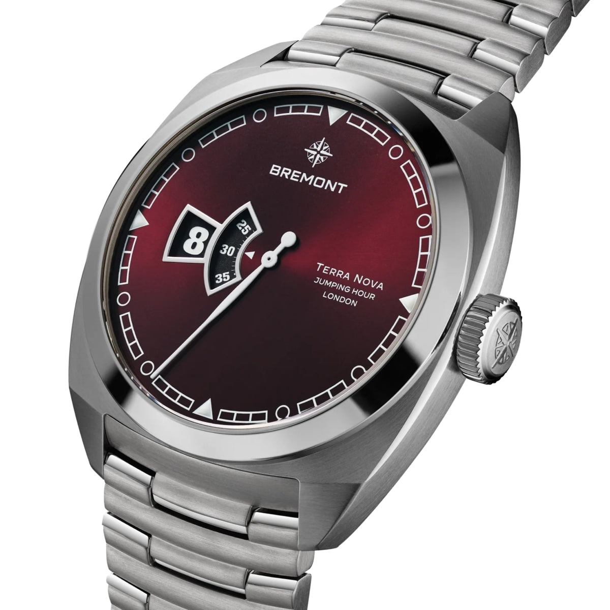 Bremont Terra Nova Jumping Hour 40.5mm Burgundy Automatic Watch TN40-JH-SS-BG-B