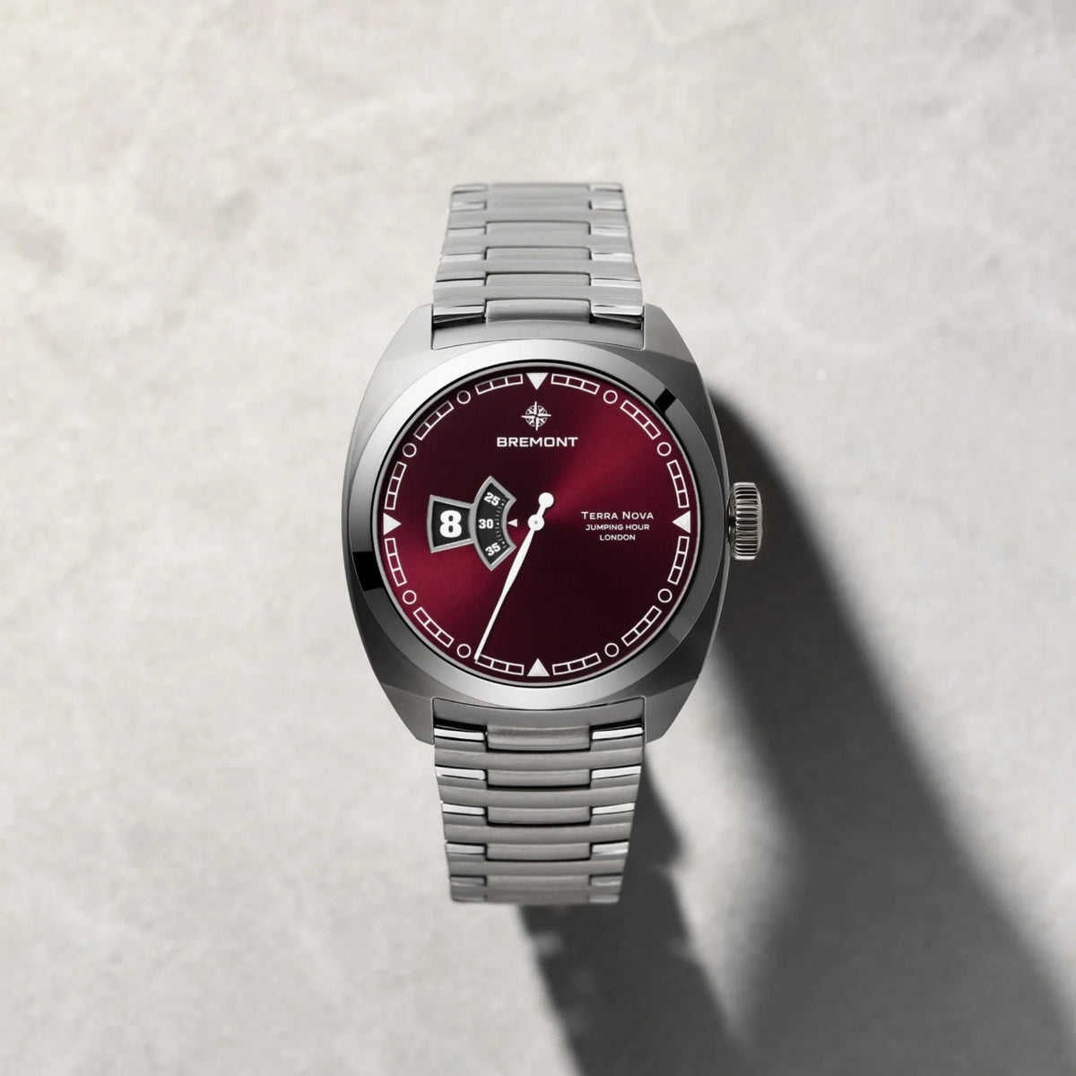 Bremont Terra Nova Jumping Hour 40.5mm Burgundy Automatic Watch TN40-JH-SS-BG-B