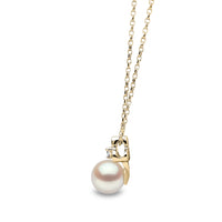 Yoko Trend Freshwater Pearl and Mini Diamond Motif 18ct Yellow Gold Pendant