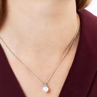 Yoko Trend Freshwater Pearl and Mini Diamond Motif 18ct Yellow Gold Pendant