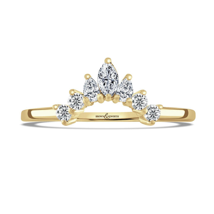 Tiara Style Diamond 9ct Yellow Gold Wedding Ring by Brown & Newirth