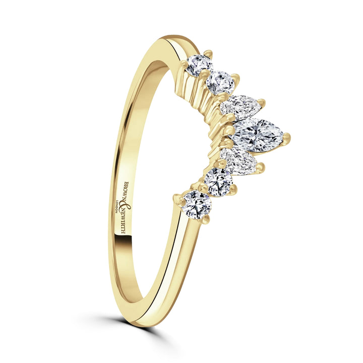 Tiara Style Diamond 9ct Yellow Gold Wedding Ring by Brown & Newirth