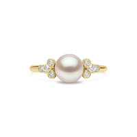 Yoko Trend Freshwater Pearl and Mini Diamond Motif 18ct Yellow Gold Ring
