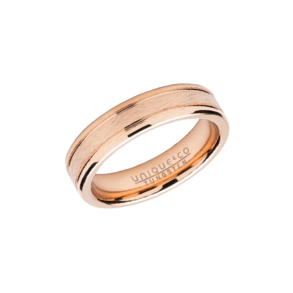 Unique Tungsten Carbide Rose Gold IP Plated Ring