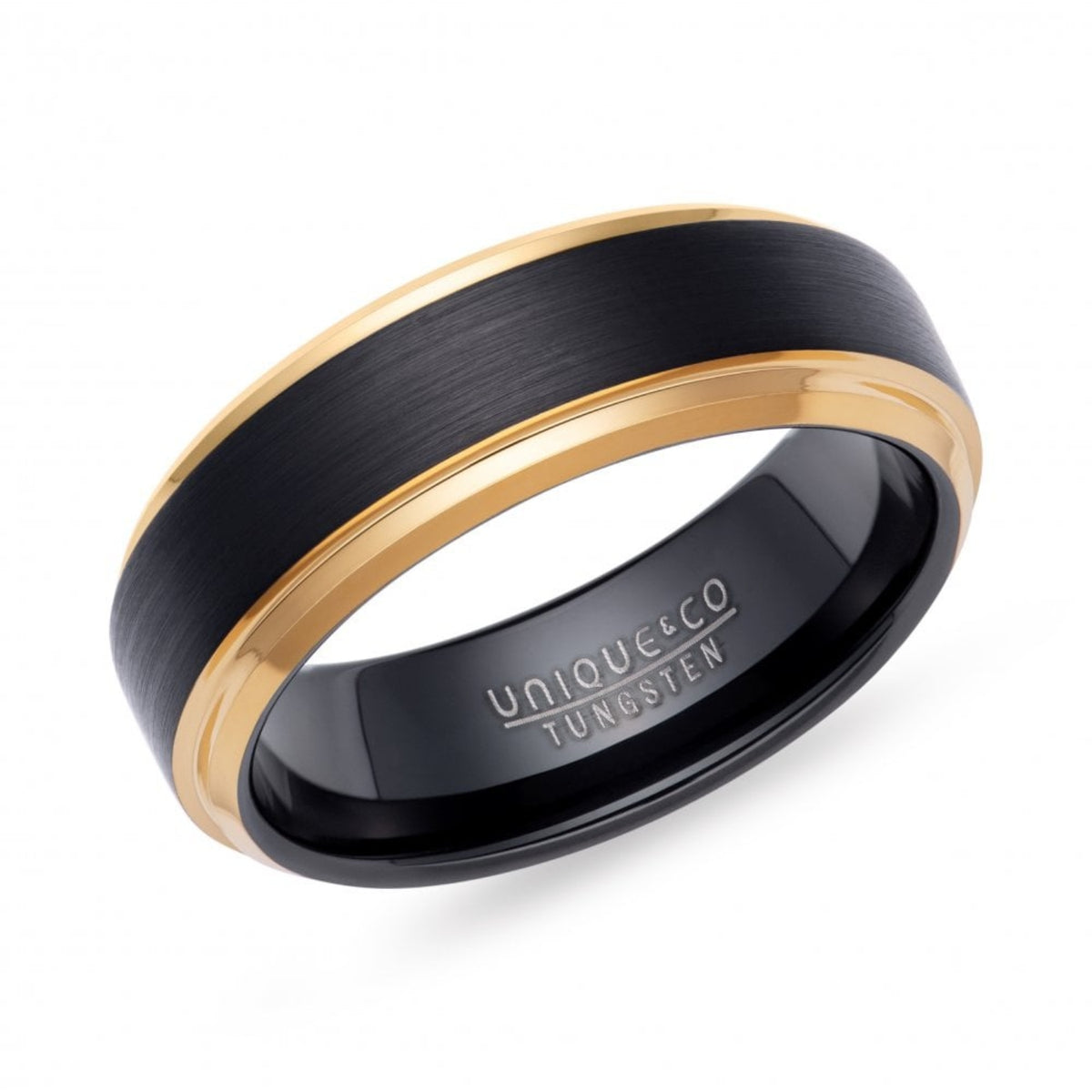 Unique Black and Yellow IP Plated Tungsten Carbide Ring (68) - Michael Jones Jeweller