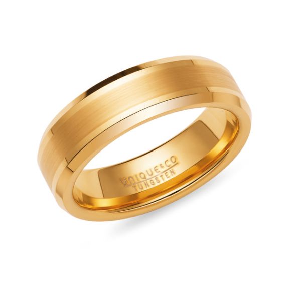 Unique 7mm Yellow Gold Plated Ring