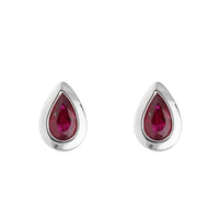 Ruby Pear Cut 18ct White Gold Stud Earrings