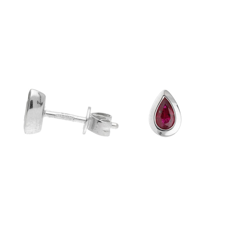 Ruby Pear Cut 18ct White Gold Stud Earrings