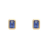Blue Sapphire 18ct Yellow Gold Collar Set Stud Earrings - Michael Jones Jeweller