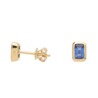 Blue Sapphire 18ct Yellow Gold Collar Set Stud Earrings - Michael Jones Jeweller
