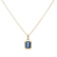 Blue Sapphire 18ct Yellow Gold Rectangular Necklace - Michael Jones Jeweller