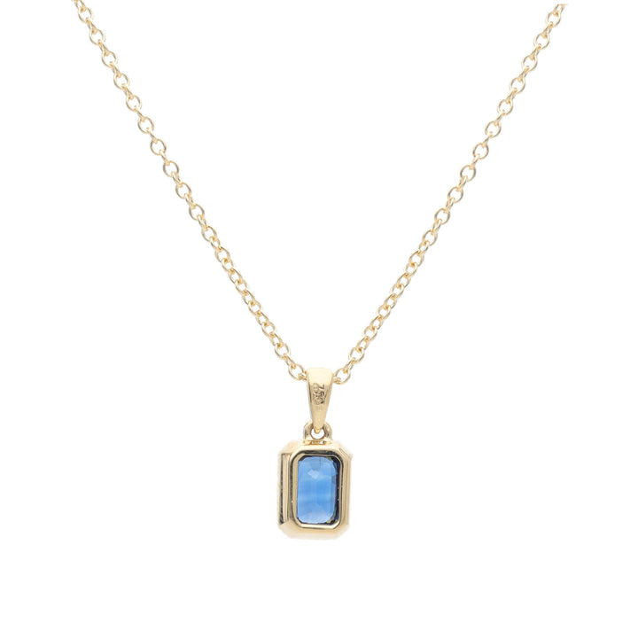 Blue Sapphire 18ct Yellow Gold Rectangular Necklace