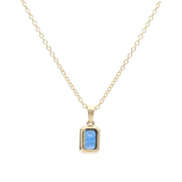 Blue Sapphire 18ct Yellow Gold Rectangular Necklace