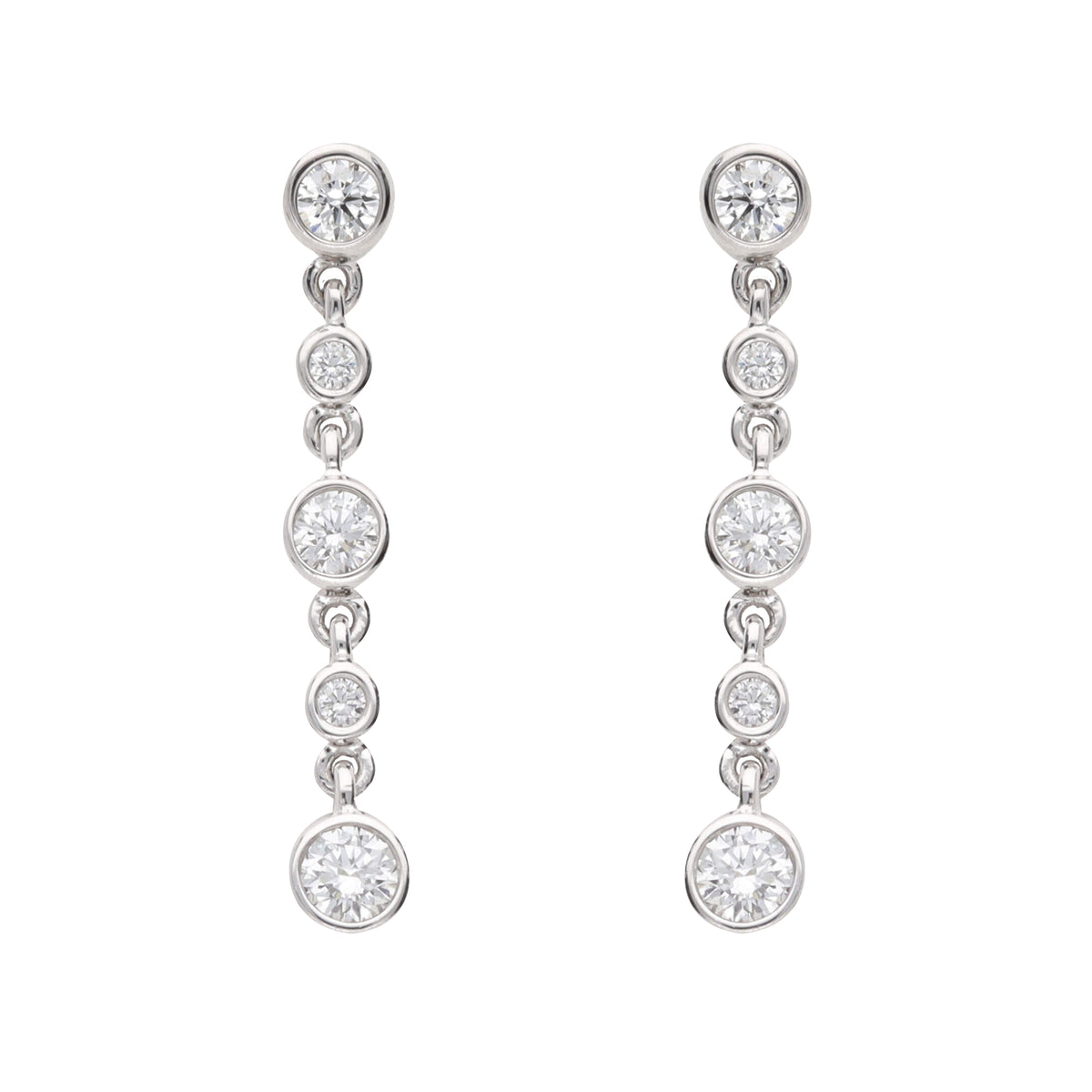 Diamond 0.43ct 18ct White Gold Bubble Drop Earrings - Michael Jones Jeweller