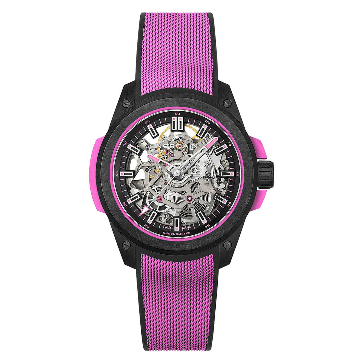NORQAIN Wild ONE Skeleton 39mm Hyper Pink Automatic Watch N3001.07Q04.B03.R01 - Michael Jones Jeweller