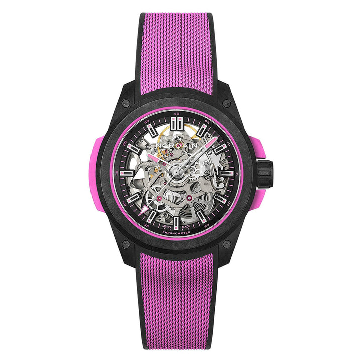 NORQAIN Wild ONE Skeleton 39mm Hyper Pink Automatic Watch N3001.07Q04.B03.R01