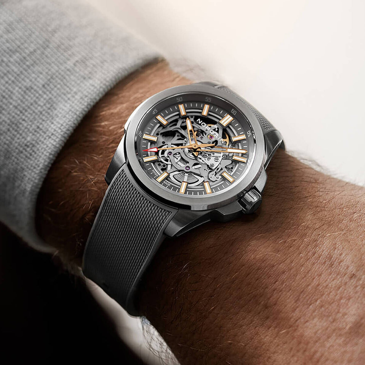 NORQAIN Independence Skeleton 42mm Grey Automatic Watch N3000.07S02.G01.R01 - Michael Jones Jeweller