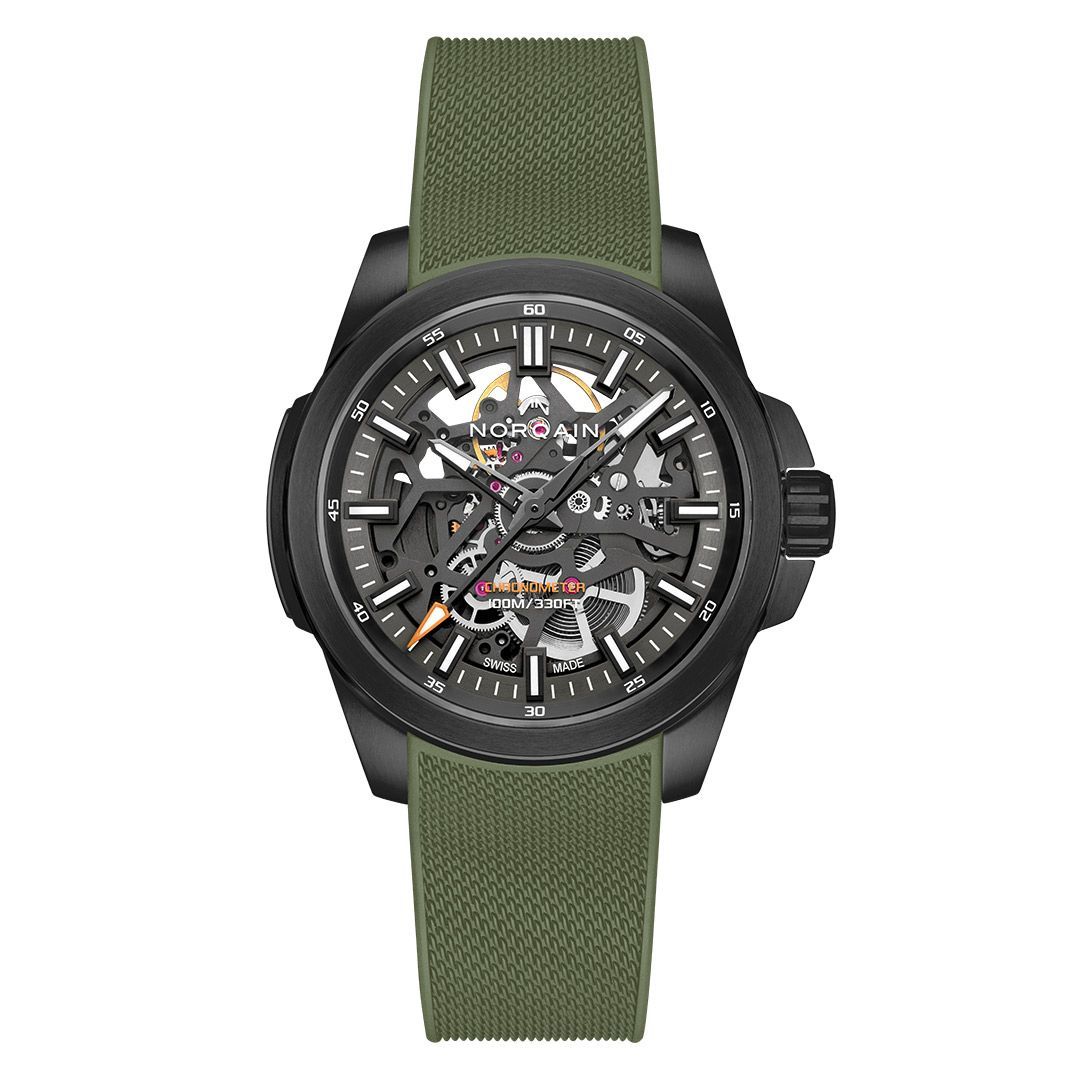 NORQAIN Independence Skeleton 40mm Khaki Automatic Watch N3008.07B01.G01.R01 - Michael Jones Jeweller