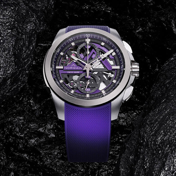 NORQAIN Independence Skeleton 42mm Purple Chrono Automatic Watch N3200.40T03.P01.R01