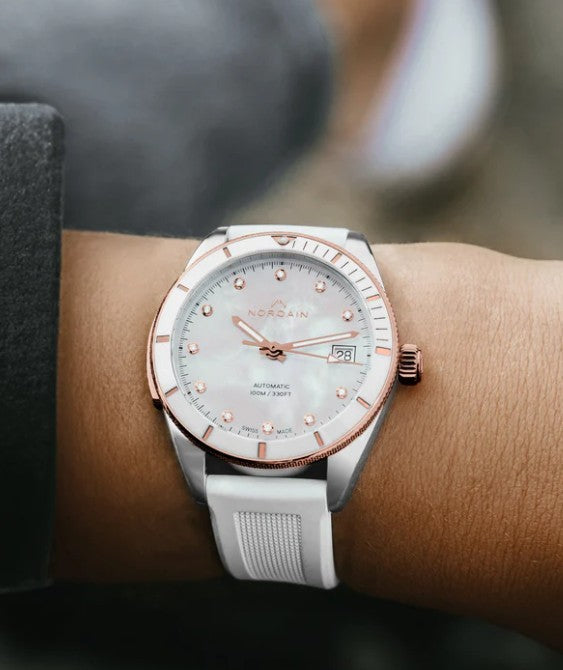 NORQAIN Adventure Sport 37mm White Diamond  Automatic Watch N1800.08S08.W01.R03 - Michael Jones Jeweller