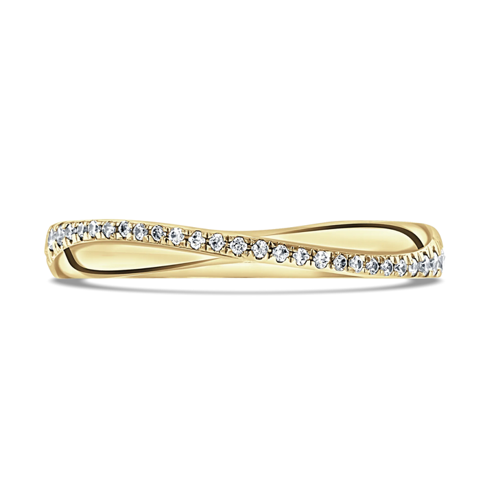 Diamond Set 0.14ct 18ct Yellow Gold Shaped Wedding Ring by Brown & Newirth