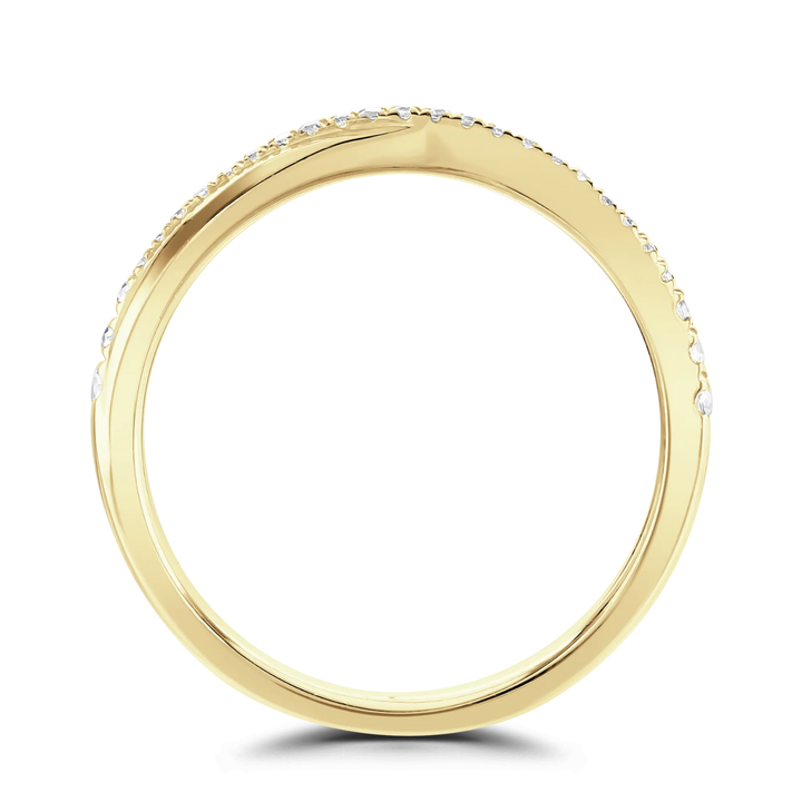 Diamond Set 0.14ct 18ct Yellow Gold Shaped Wedding Ring by Brown & Newirth