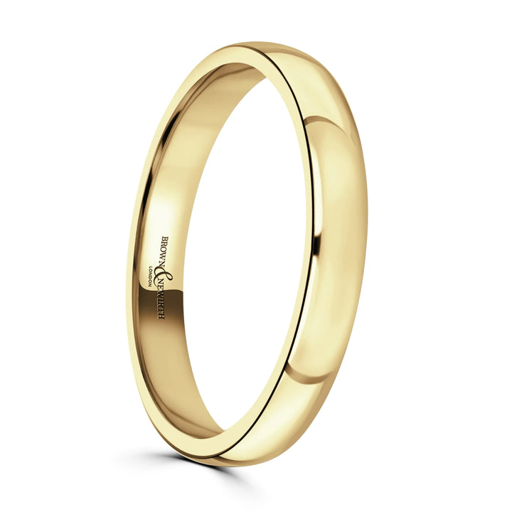 2.5mm Traditional Court 18ct Yellow Gold Wedding Ring by Brown & Newirth