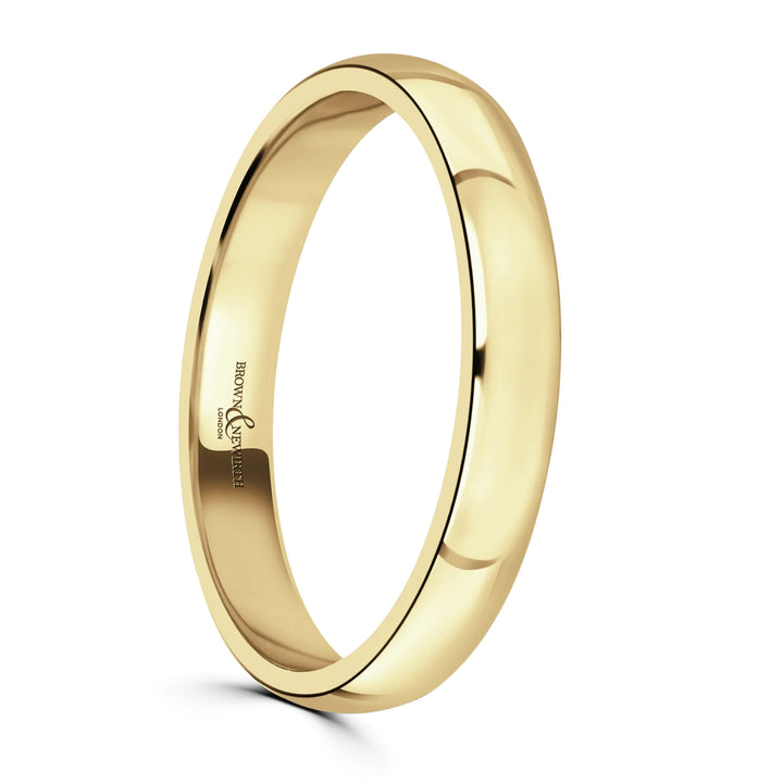 3mm Traditional Court 18ct Yellow Gold Wedding Ring by Brown & Newirth