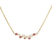Ruby and Diamond 18ct Yellow Gold Scatter Necklace - Michael Jones Jeweller