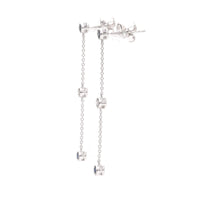 Sapphire and Diamond 18ct White Gold Station Link Chain Drop Earrings - Michael Jones Jeweller