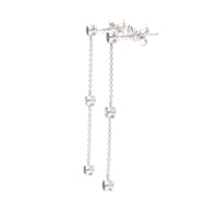 Sapphire and Diamond 18ct White Gold Station Link Chain Drop Earrings