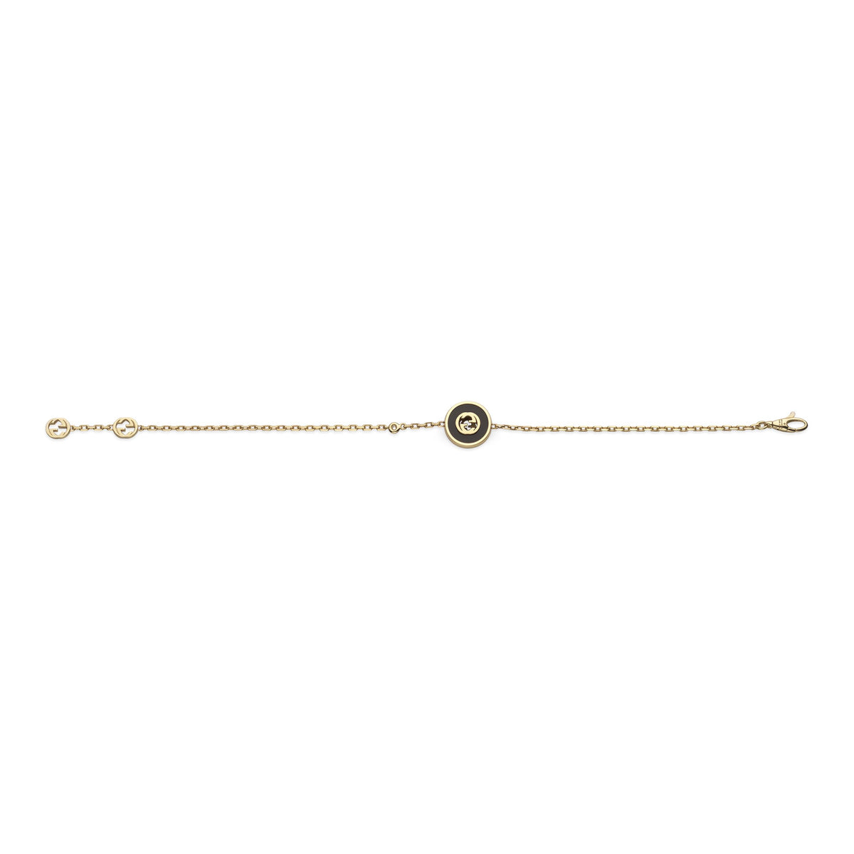 Gucci Interlocking G Onyx and Diamond 18ct Yellow Gold Bracelet - Michael Jones Jeweller