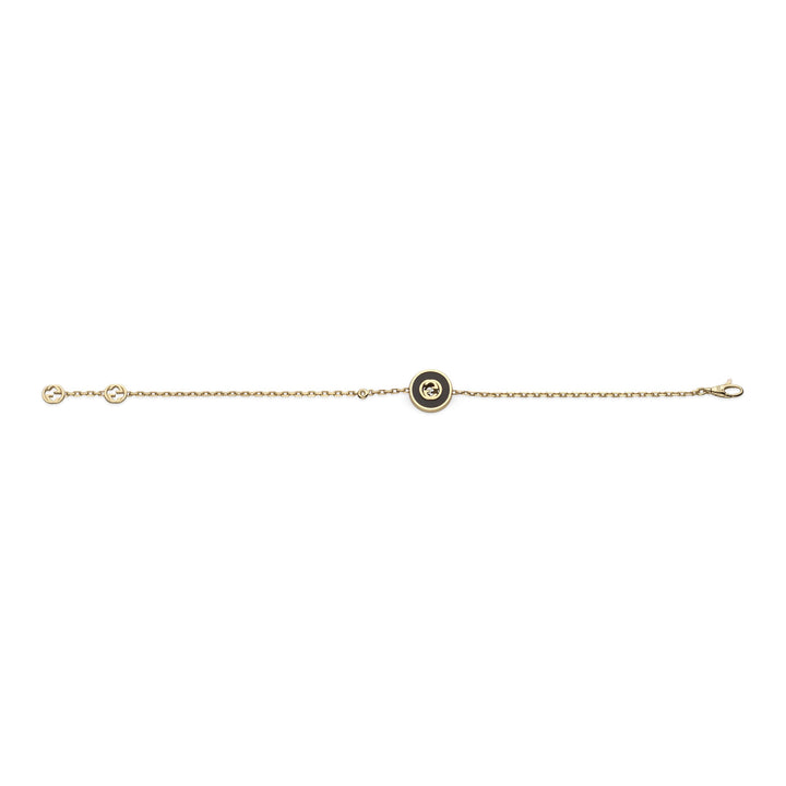 Gucci Interlocking G Onyx and Diamond 18ct Yellow Gold Bracelet