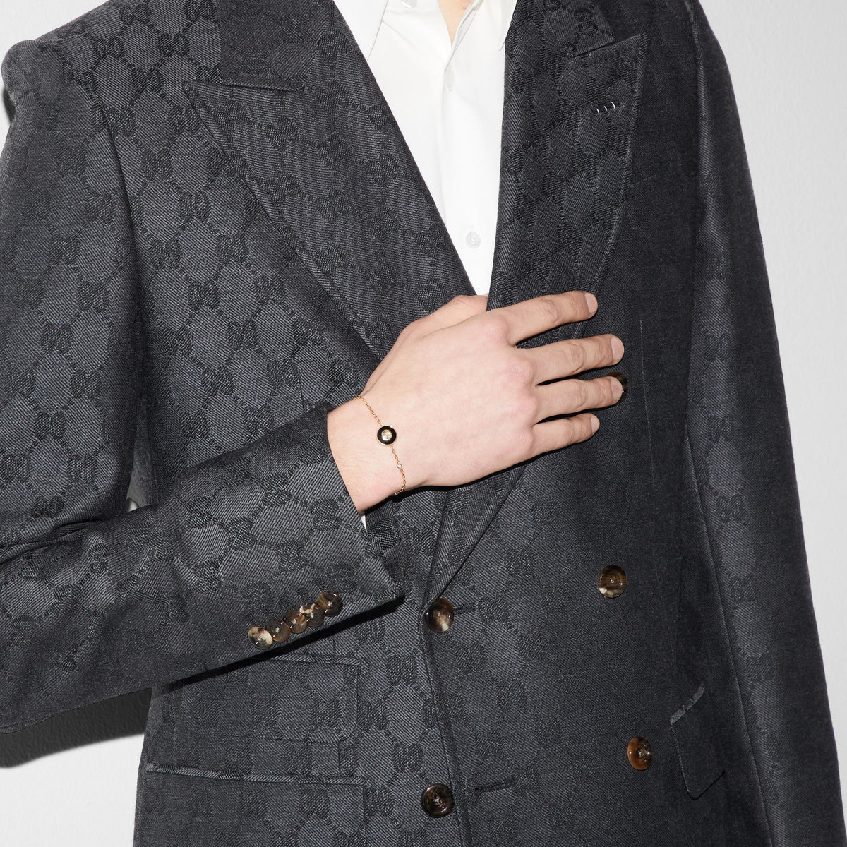 Gucci Interlocking G Onyx and Diamond 18ct Yellow Gold Bracelet - Michael Jones Jeweller