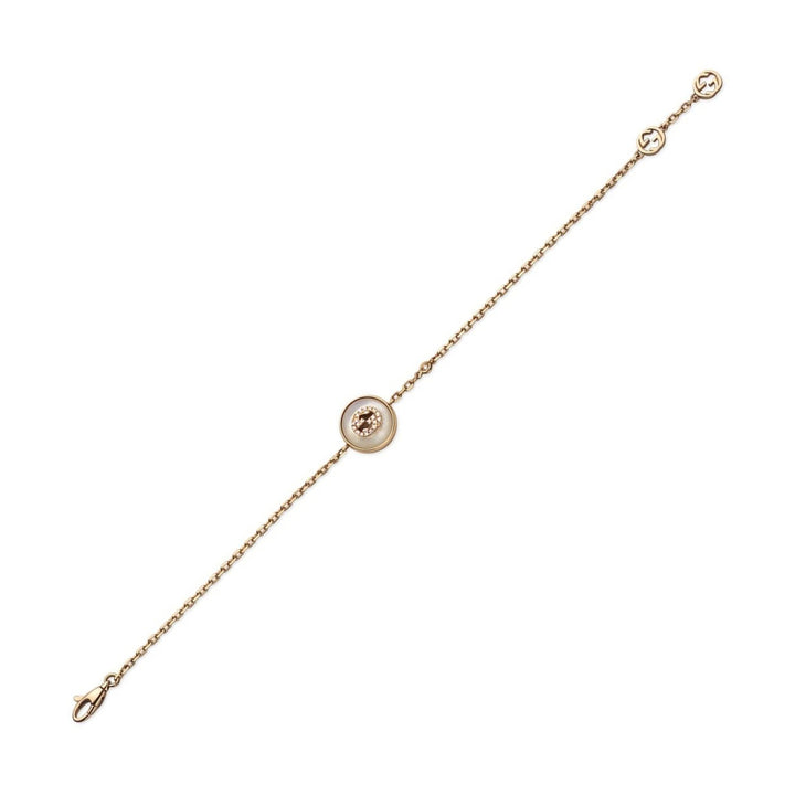 Gucci Interlocking G Mother Of Pearl and Diamond 18ct Rose Gold Bracelet