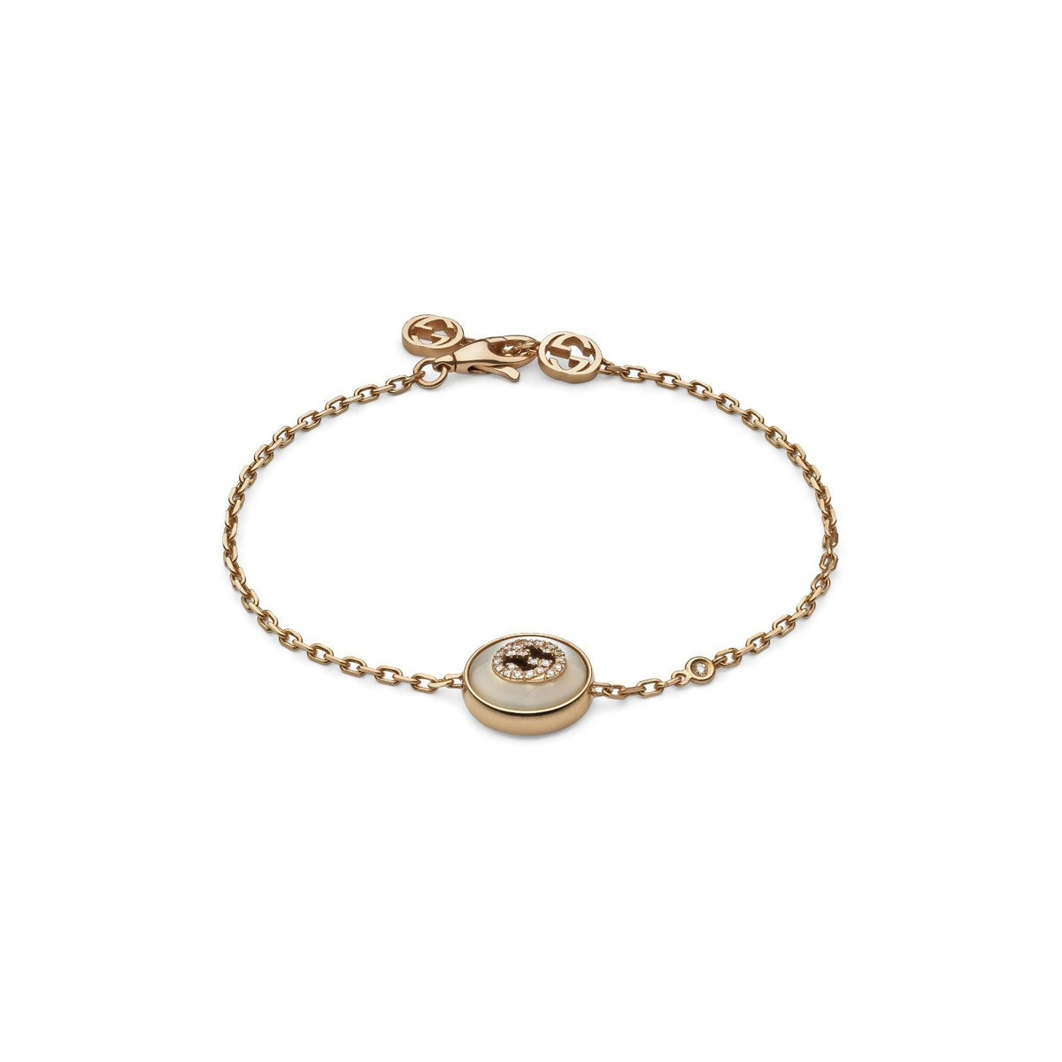 Gucci Interlocking G Mother Of Pearl and Diamond 18ct Rose Gold Bracelet - Michael Jones Jeweller