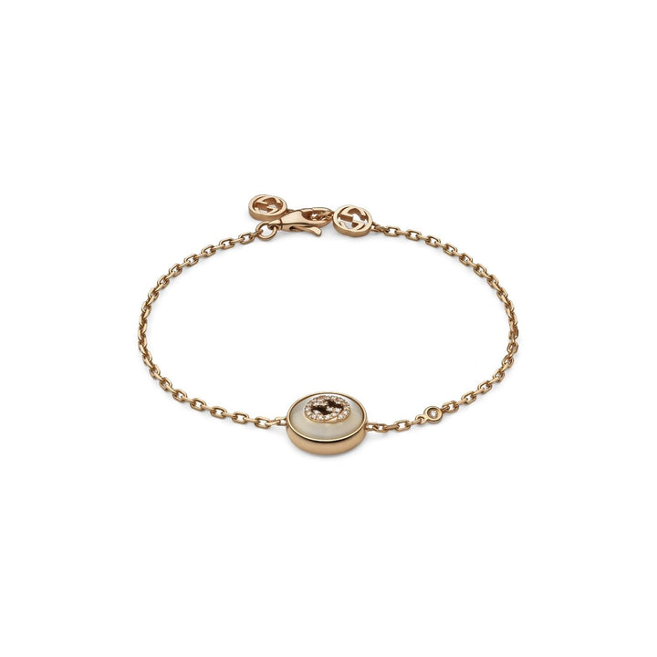 Gucci Interlocking G Mother Of Pearl and Diamond 18ct Rose Gold Bracelet