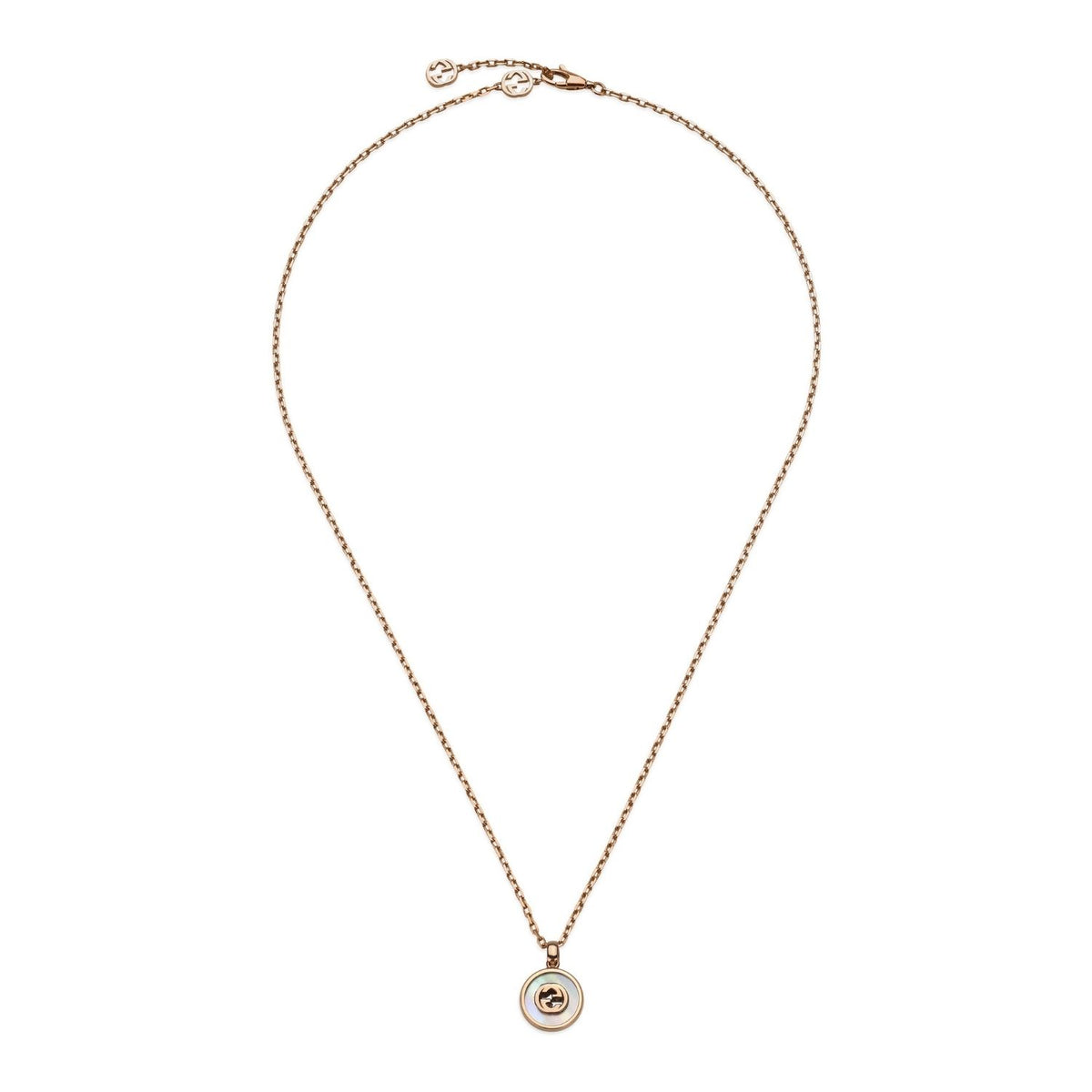 Gucci Interlocking G Mother Of Pearl and Diamond 18ct Rose Gold Necklace - Michael Jones Jeweller