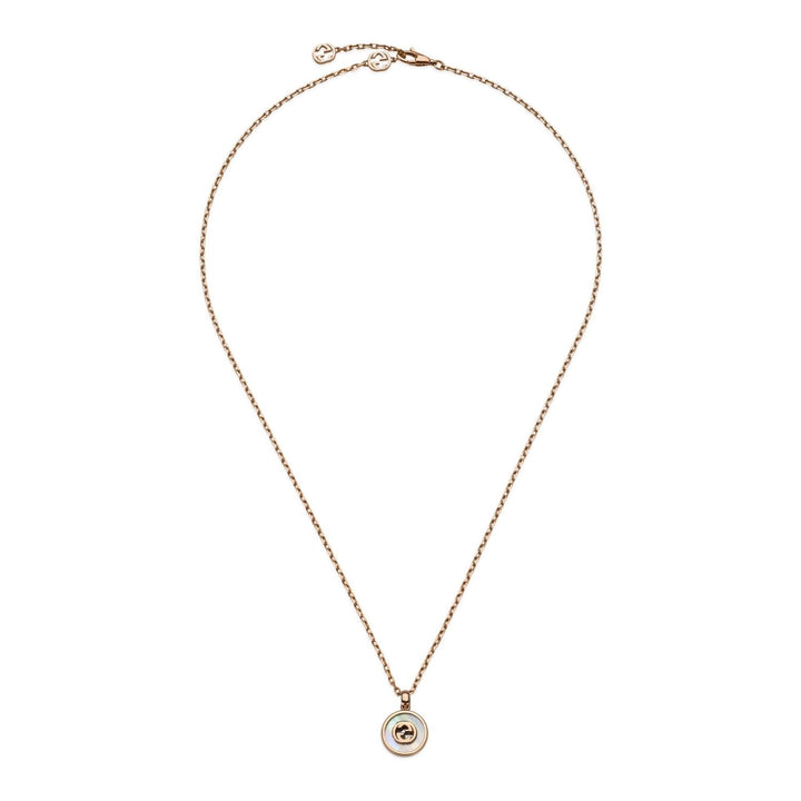 Gucci Interlocking G Mother Of Pearl and Diamond 18ct Rose Gold Necklace