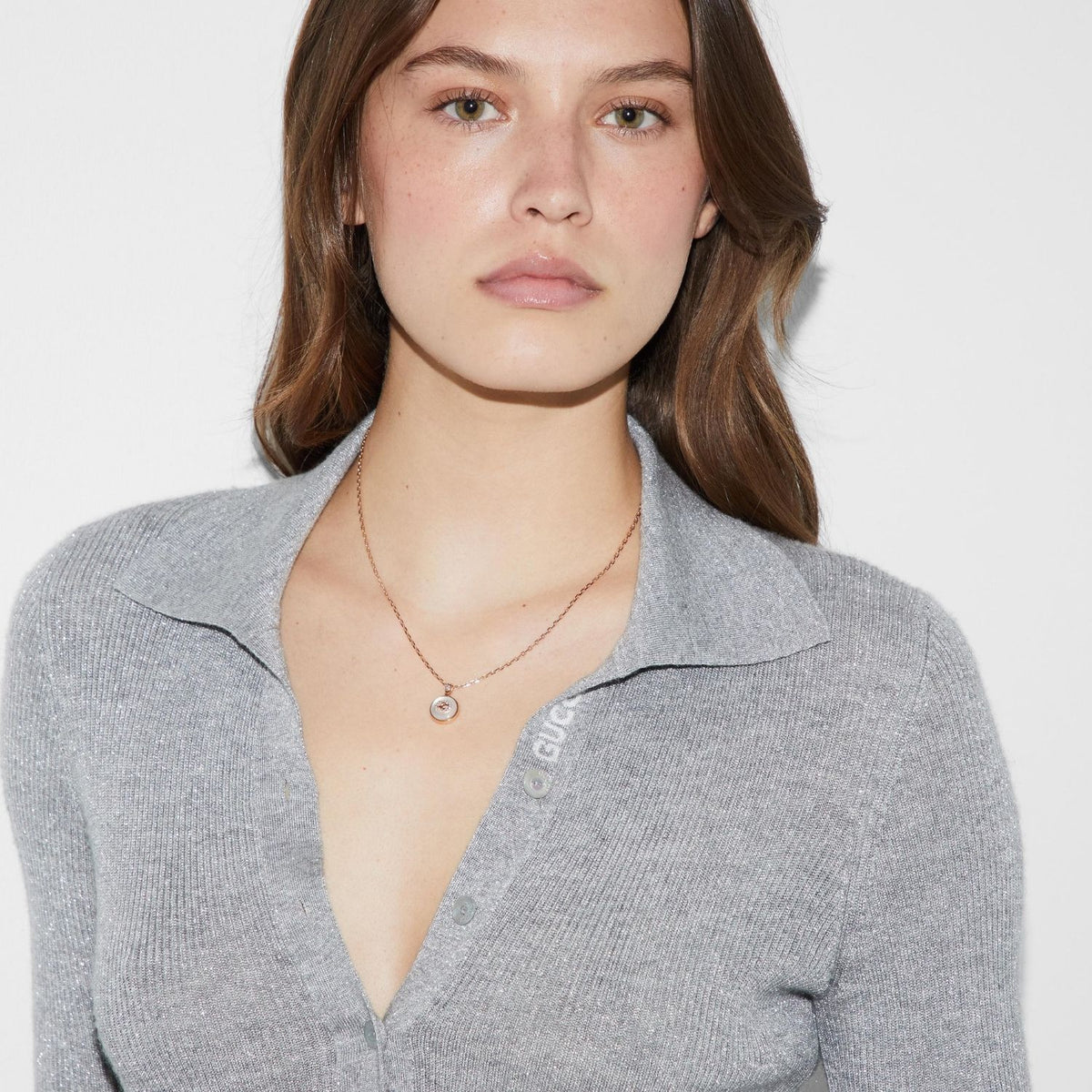 Gucci Interlocking G Mother Of Pearl and Diamond 18ct Rose Gold Necklace - Michael Jones Jeweller