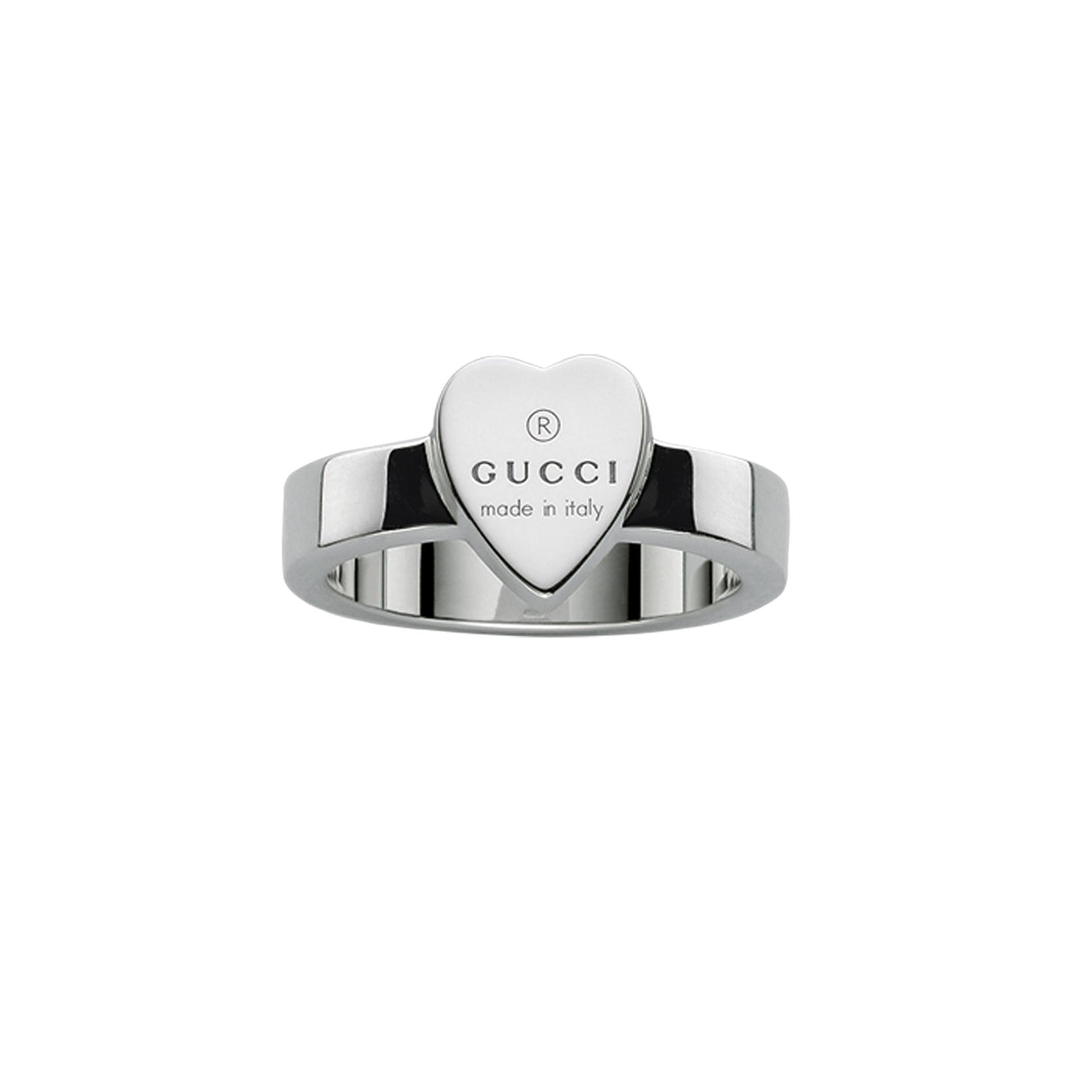 Gucci Trademark Silver Thin Heart Ring Size O-P - Michael Jones Jeweller