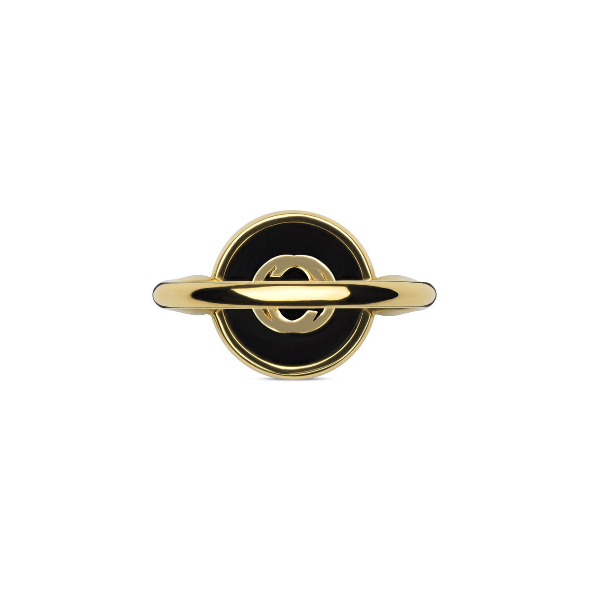Gucci Interlocking G Onyx and Diamond 18ct Yellow Gold Ring Size O-P - Michael Jones Jeweller