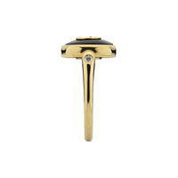 Gucci Interlocking G Onyx and Diamond 18ct Yellow Gold Ring Size M-N - Michael Jones Jeweller