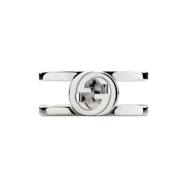 Gucci Interlocking Wide Silver Ring Size R