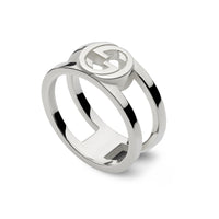 Gucci Interlocking Wide Silver Ring Size R